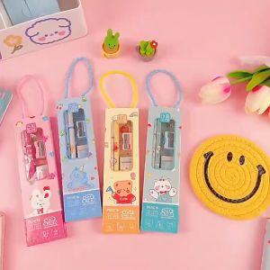 Indo - Set Alat Tulis 5 In 1 / Set Alat Tulis Kartun / Set Alat Tulis 5 In 1 Lucu / Set Alat Tulis Anak Motif Kartun