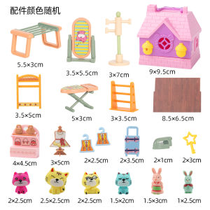 Mini Furniture Kitchen House Toy for Girls with Dog Scenario Childrens Role Play Toy New 2025 Suitable for 6-13 Years Old