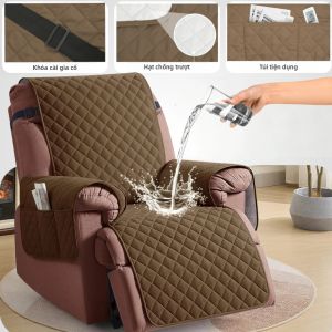 Áo Phủ Ghế Thư Giãn May Chần Bông Chống Thấm Nước Chống Trượt Bảo Vệ Đồ Nội Thất Với Dây Thun & Túi Đựng Đồ Cho Thú Cưng Trẻ Em - Chất Liệu Polyester Bền Chắc