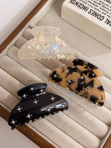 Korean Style Star Diamond Embedded Shark Clamp Womens Hair Accessories Half Updo Hair Clip Elegant Sensation Party Commute