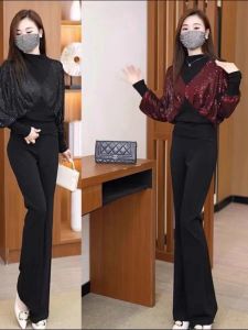 เสื้อเชิ้ตสองชิ้นเทียมสุดเก๋สำหรับผู้หญิงในฤดูใบไม้ร่วงและฤดูหนาว เสื้อเชิ้ตแขนยาวทรงเข้ารูปสไตล์เกาหลีแบบลำลอง ทรงปกติ