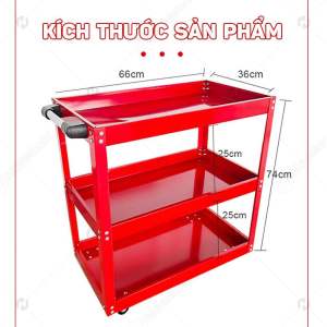 Bộ kệ đẩy dụng cụ sửa chữa 3 tầng chuyên dụng có bánh xe tiện lợi tải trọng lên tới 100kg