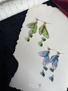 Original Design Long Crystal Butterfly Wings Earrings Fairy Tale Style Super Fairyland System Chinese New Style Spring Summer