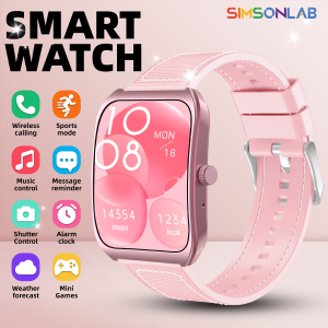 NEW Hot Sale Curved Screen Smartwatch Voice Assistant BT music Control Wireless Call Sports Pedometer for IOS/Android Men Women