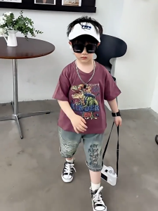 Baby Boys clothes set summer Cotton Dinosaur printed t-shirt + jeans shorts 2pcs kids outfit 0-5Y Children daily wear