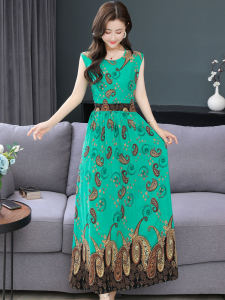 Fairlady Dress Foreign Air 50 Years Old 40 Middle-Aged Ladieswear Summer New Arrival Middle Aged Womens Cotton Long Skirt 60