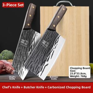 Sharpened Home Use Manganese Steel Kitchen Set Knife and Board