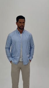 Cozy Up Men Casual Button Down Shirt Long Sleeve Stripe Shirt for Men Slim Fit stripe shirt