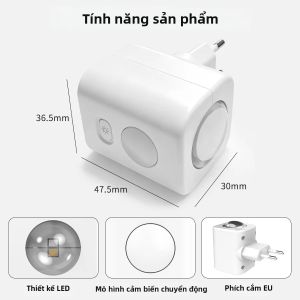 Đèn Ngủ Cảm Biến Chuyển Động Đổi Màu RGB Điều Khiển Cảm Ứng Độ Sáng Có Thể Điều Chỉnh Tự Động Bật Tắt Khi Trời Tối/ra Sáng Đèn Tường EU Cho Phòng Ngủ