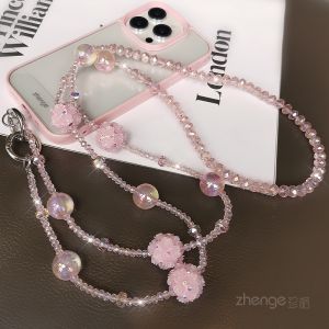 Womens Long Crossbody Crystal Beaded Phone Pendant High-End Sensation Outdoor Shoulder Strap Digital Accessories Mobile Phone Decorations