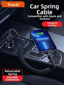 Toocki | Dây Cáp Dữ Liệu Mùa Xuân Carplay Hỗ Trợ Sạc Nhanh cho iPhone và Android