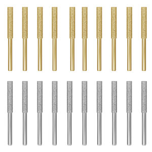 10/20pcs Diamond Coated Cylindrical Burr Chainsaw Sharpener Stone 4/4.8/5.5mm File Chain Saw Sharpening Carving Grinding Tools