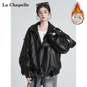 La Chapelle | Áo Khoác Da PU Dày Có Lót Lông