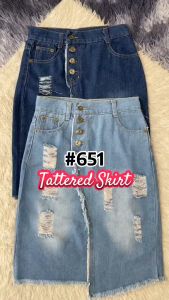 Jass Store Cropped High Waist Tattered Denim Skirt Fit From Small To Large #651