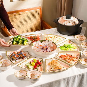 Nordic Camellia Bowl Plate Dining Set Tea Cooking Luxury Year End Gift Rice Soup Dessert Plate Dishwasher Safe Elegant Series