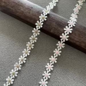 4m/13.12ft each pack Daisy Pink Embroidery Laces Trim White Floral Lace Ribbon Bar DIY handmake craft ribbons fabric decoration