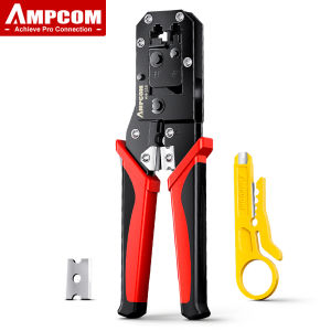 AMPCOM RJ45 Crimping Tool Ethernet Network LAN Cable Crimper Cutter Stripper Plier for Modular Connector RJ45 6P 8P RJ11 RJ12