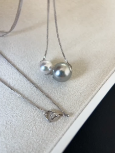Montagne Jewelry 18k Pure White Gold Necklace Two Color Design Fine Jewellery Natural 9-10mm 7-7.5mm Akoya Pearl Necklace Pendant