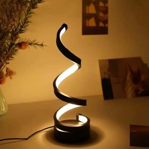 Creative Led Desk Reading Book Light Dimmable Night Light for Living Room Office Bedroom Bedside Decor Spiral Table Lamp