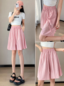 LANGPIN | Ice Silk Wide Leg Short Pants Women Summer Thin Loose Slim A-Line Casual Sports Straight Five Skirt Pants High Waist Pocket