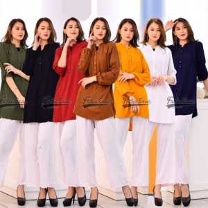 Blouse Wanita Dewasa Lengan Panjang Katun Rayon Polos Terbaru & Termurah