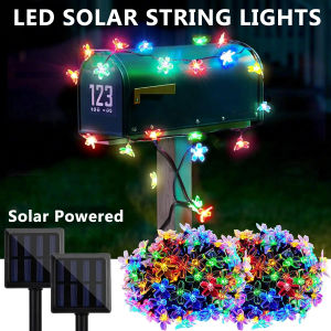 LED Solar String Lights Cherry Blossom Garland Lights Outdoor Solar Garden Patio Decor Lights Christmas Wedding Party Decoration