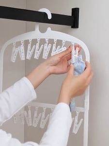 BOSSLU Gantungan Baju Dengan 28 Pcs Jepitan Bahan Plastik Gantungan Pengering Kaos kaki Celana Dalam