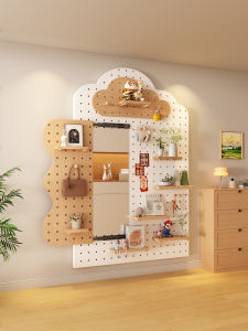 SAMEDREAM | Custom Integrated Wooden Pegboard with Full Length Mirror Wall Rack