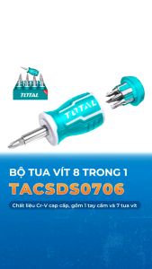 Bộ tua vít Total 6 - 8 chi tiết chất liệu Crv bộ tuốc nơ vít đa năng nhiều đầu vít phân phối chính hãng - Thinksafe