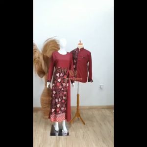 JD CP Sabiya Batik 3 Ukuran L XL XXL Fashion Pakaian Couple Pasangan Kemeja dan Gamis Maxy
