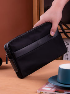 2025 New Mens Canvas Oxford Cloth Handbag Large Capacity Casual Carry-On Bag Vintage Style Zipper Closure Long Wallet