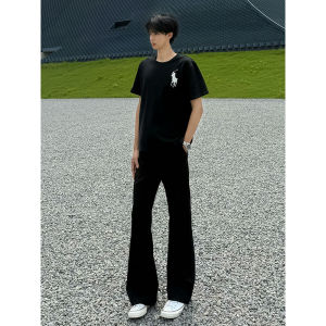 Quần Ống Đứng Đen American High Street Micro Flare Dành Cho Nam Quần Dài Thường Ngày Quần Tây Quần Ống Đứng Quần Dài Mùa Thu