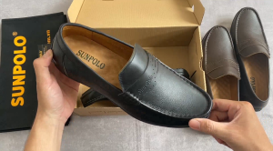 Giày lười nam da bò SUNPOLO thanh lịch sang trọng MU2511