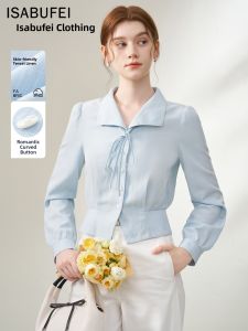 isabufei | Áo Sơ Mi Dài Tay Đi Làm Mùa Xuân Màu Xanh Nhạt