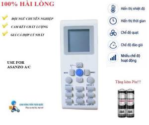 Remote Điều khiển thay thế tương thích điều hòa máy lạnh Asanzo 1&2 chiều Inverter- Hàng tốt mới 100% Tặng kèm Pin