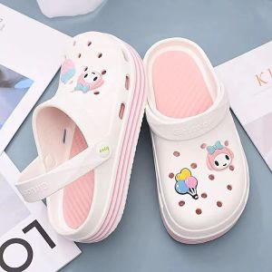 Best Selling Women Korean Style Breathable Slip On Sandals Clogs Cute Cartoon Comfort Flat Walking Shoes Beach Sandals For Women On Sale