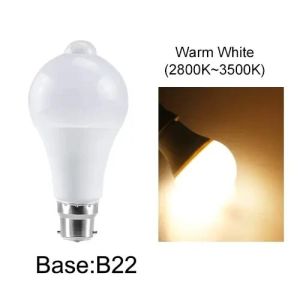 Motion Sensor LED Bulb E27 LED Lamp B22 PIR Sensor Light Bulbs Auto ON/OFF Night Light For Porch Stairs Garage Security Lights