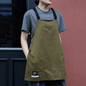 Kitchen Catering Cafe Work Waterproof Apron with Pockets Stain-resistant Detachable Men Women Hairdressing Barista Apron Vest