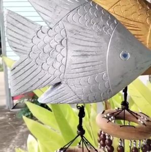 Wind Chimes กระดิ่งลมเรียกทรัพย์ โมบายปลาตะเพียน (คู่) กระดิ่งลม โลหะ 6 แท่ง โมบายตกแต่งบ้าน กระดิ่งลมฮวงจุ้ย