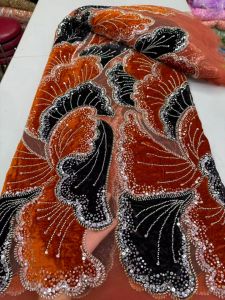 African Velvet Lace Fabric 2026 High Quality Nigeria Lace 5 Yards French Velvet Lace Fabric For Party Wedding Dress Sewing Cloth