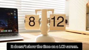 SOFTHOME Retro Flip Mute Automatic Page Internal Gear Operated Stainless Steel Clock Home Decor