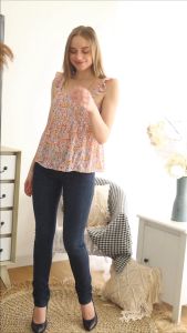 Baju Atasan Wanita LOFT by Ann Taylor Blouse / Blus Motif Floral Tanpa Lengan Pakaian Wanita LT2678