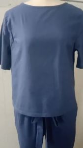 310 Cross-Border Foreign Trade Womens Cotton and Linen Summer Matching Suit Half Sleeve O Oversized Blouse e Wide Leg Pants R Cover Two Pieces