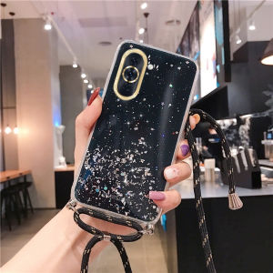 Phone Case OPPO A17K A17 A77S A77 A57 A76 A96 A16 A16e A16K Reno8 Reno7 Z Pro 5G 4G Bling Glitter Transparent TPU Soft Back Cover With Strap Neck Rope Smartphone Casing Reno 8 8Z 8Pro 7 7Z 7Pro