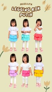 Micellita Legging Rok Panjang Bayi / Anak Perempuan Polos Putih Bahan Spandex Rayon Super Adem (0-6 Tahun)