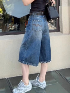 กางเกงยีนส์ขาบานเอวสูงสไตล์อเมริกัน กางเกงขายาวทรงหลวมสำหรับผู้หญิง กางเกงขายาวทรงหลวม ทรงหลวม สไตล์ฤดูร้อน