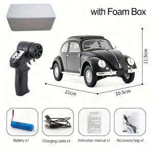 1/16 Full Scale Classical RC Car D62mini Remote Control Car Retro Beetle 1950 Climbing Vehicle Simulation Model Toy For Children