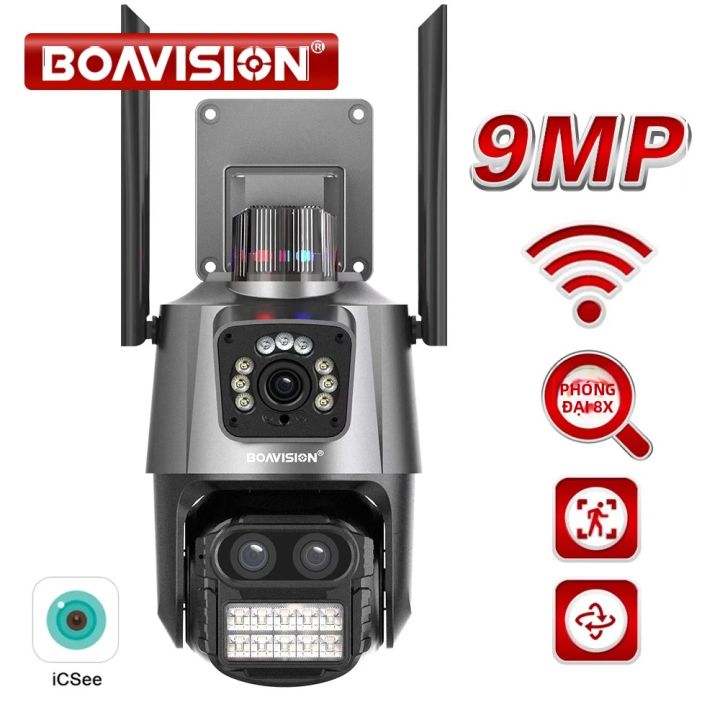 Camera Wifi Ngoài Trời 9MP 4MP, Hai Ống Kính, Hai Màn Hình, Tự Động ...