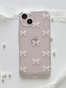 Pink Polka Dot Butterfly Knot Phone Case for  11/12/13/14 Ins Style Girls Shell Protective Cover TPU Material