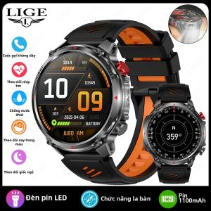 LIGE | Đồng Hồ Thông Minh Nam LIGE Với Pin 1100mAh Màn Hình 1.7 Inch La Bàn Thể Thao Ngoài Trời Chống Nước IP68 Gọi Bluetooth Đèn Pin LED Theo Dõi Nhịp Tim